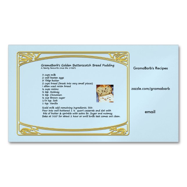 Recipe Magnet Business Cards (Front)