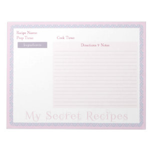 Recipe Notepad in Baby Pink Geo Pattern
