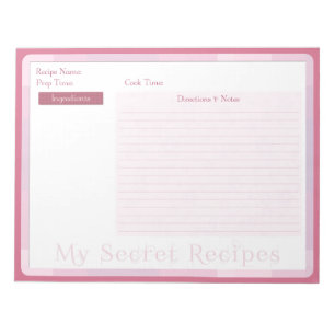 Recipe Notepad in Baby Pink Pattern