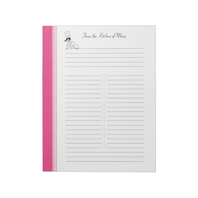 Recipe Notepad with Kitchen Art for Binders (Rotated)