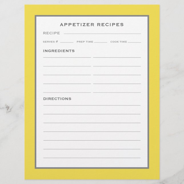 Recipe Page | Appetizer | Simple Yellow Grey (Front)