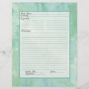 Recipe Page Family Heritage Cookbook Recipe Binder