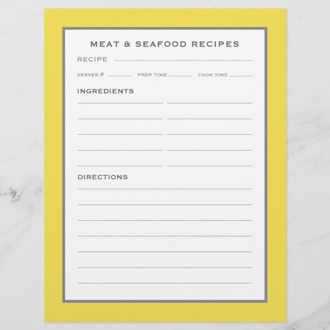 Recipe Page | Meat & Seafood | Simple Yellow Grey (Front)