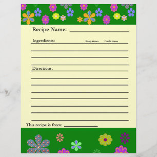 Recipe Pages for Family Favourites Binder