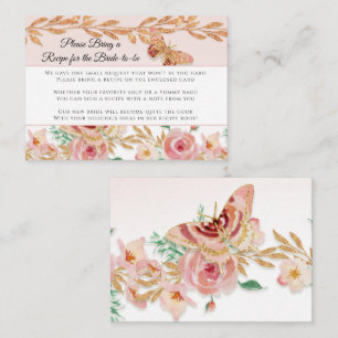 Recipe Pink Floral Rose Gold Elegant Bridal Shower Enclosure Card