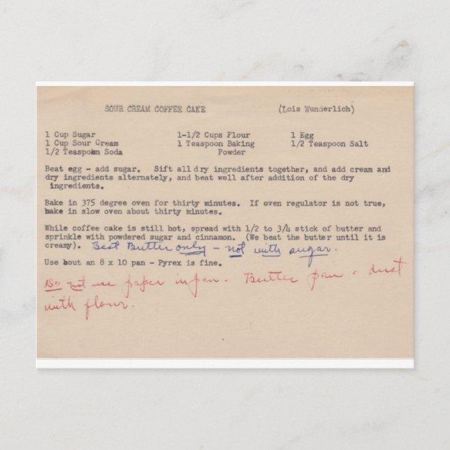 Recipe Post Card (Front)