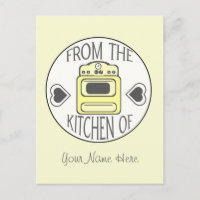 Recipe Postcard - Retro Yellow Stove