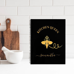 Recipe Queen bee kitchen cook name black gold Notebook