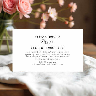 Recipe Request   Black & White Bridal Shower Enclosure Card
