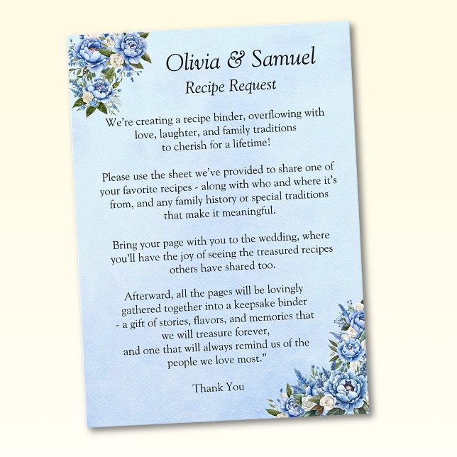 Recipe Request - Blue Peony  Enclosure Card (Creator Uploaded)