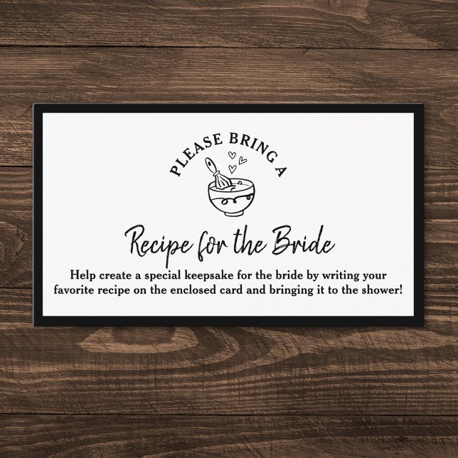 Recipe Request Card Black & White Bridal Shower (Chic, timeless, and elegant—this Recipe for the Bride card is perfect for a stylish bridal shower!)
