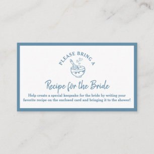 Recipe Request Card Dusty Blue Bridal Shower
