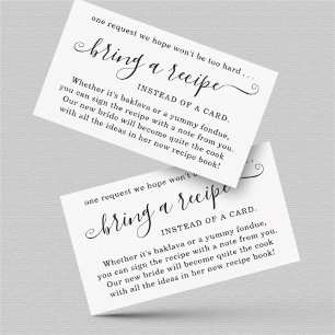 Recipe Request for Bridal Shower Invitation