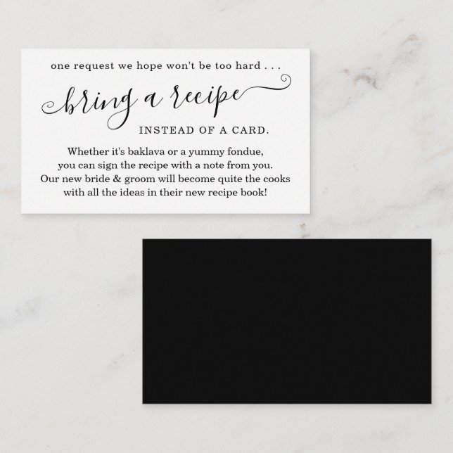 Recipe Request for Couple's Shower Invitation (Front/Back)