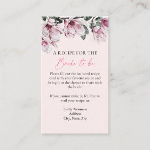 Recipe Request   Pink Floral Bridal Shower Enclosure Card