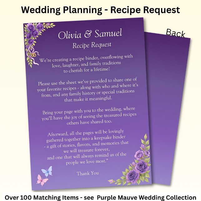 Recipe Request - Purple Mauve Flowers & White Enclosure Card (Creator Uploaded)