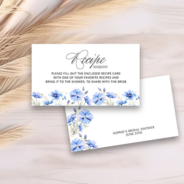 Recipe Request Something Blue Floral Bridal Shower Enclosure Card (Recipe Request Card from my Something Blue Floral Bridal Shower Collection)