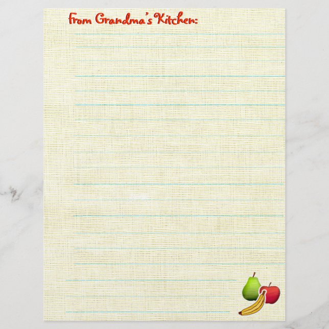 Recipe Sheet - Fruity (Front)