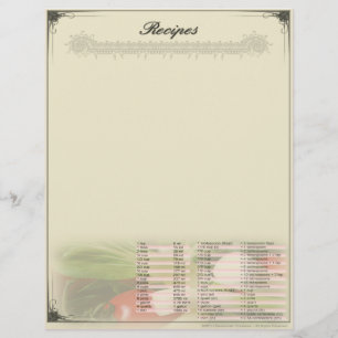 Recipe Unruled Letterhead w/ Conversions