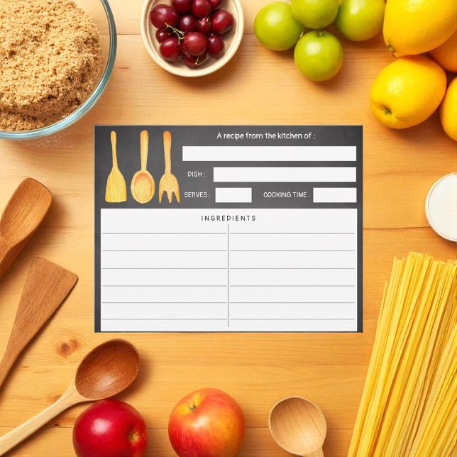 Recipe Wedding Black White Chalkboard Card (Creator Uploaded)