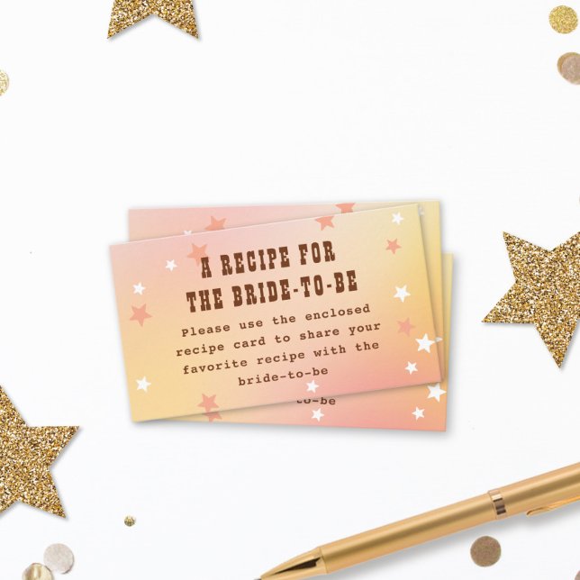 Recipe Western Pretty Peach Stars Bridal Shower Enclosure Card (Creator Uploaded)