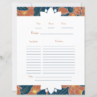 Recipes and Memories Autumnal Floral Recipe Card