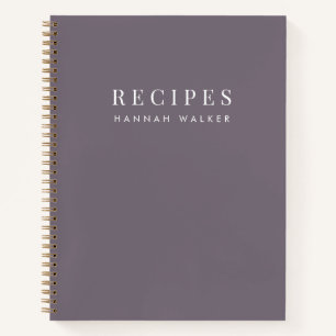 Recipes   Elegant Minimal Sophisticated Purple Notebook