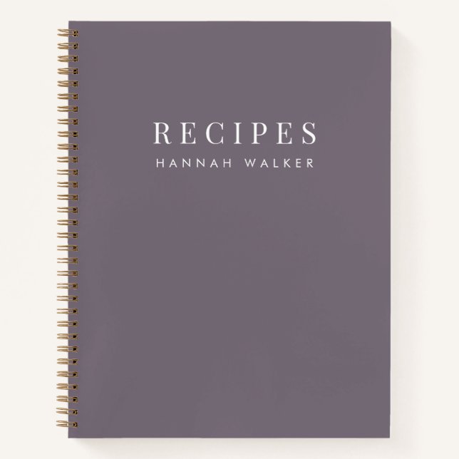 Recipes | Elegant Minimal Sophisticated Purple Notebook (Front)