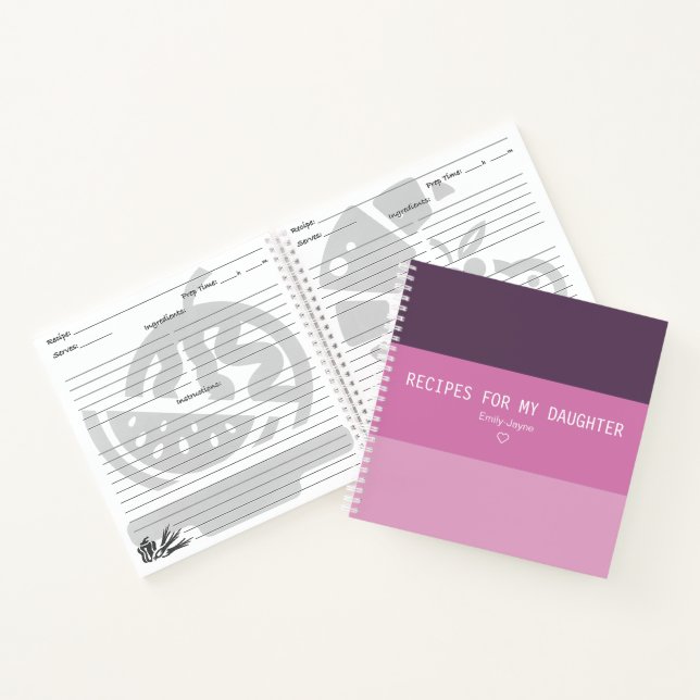 Recipes for My Daughter Modern Stripe Keepsake Notebook (Inside)