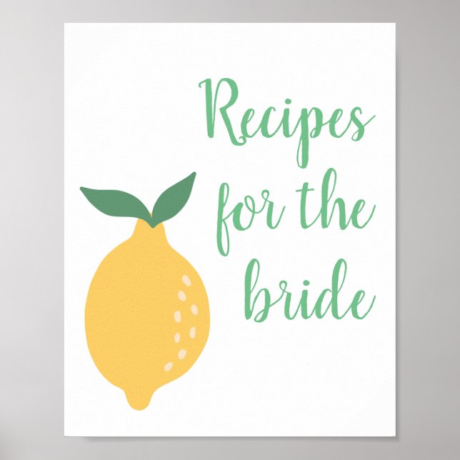 Recipes for the Bride Lemon Themed Bridal Shower Poster (Front)