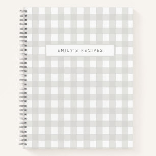 Recipes   Gingham Pattern Grey and White Notebook