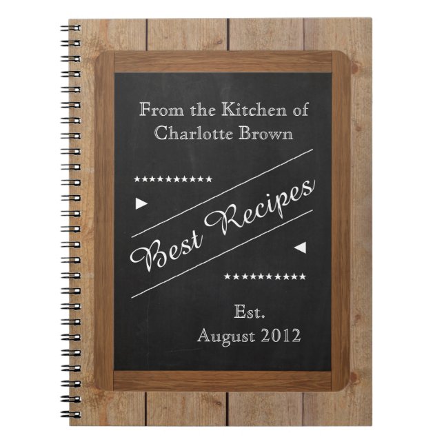 Recipes Notebook with your Name on the Chalkboard (Front)