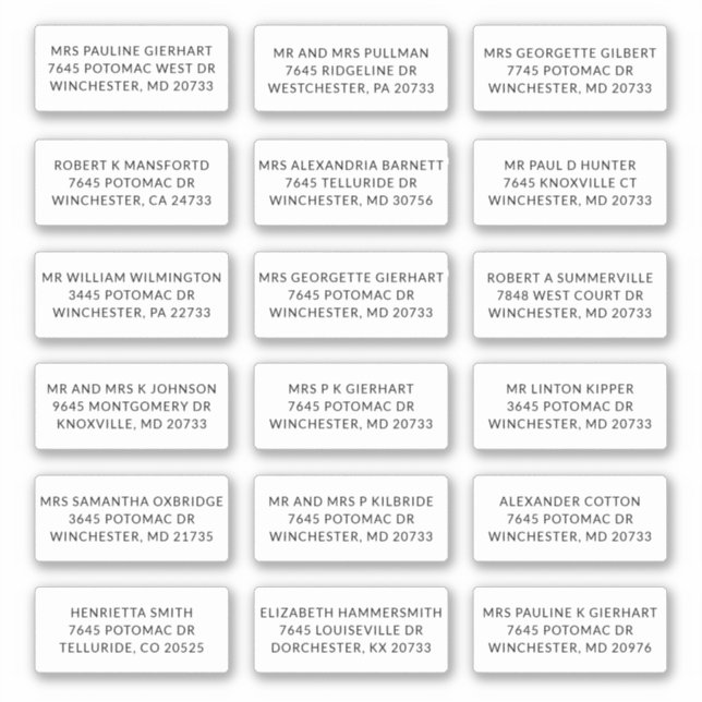 Recipient Name 18 Shipping Address Labels (Front)