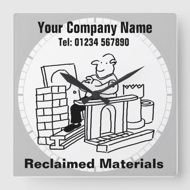 Reclaimed Materials Office Square Wall Clock (Front)