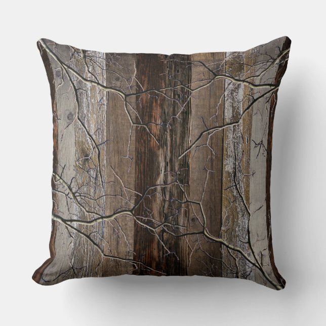 Reclaimed Wood Rustic Barn Board Tree Branch Cushion (Front)