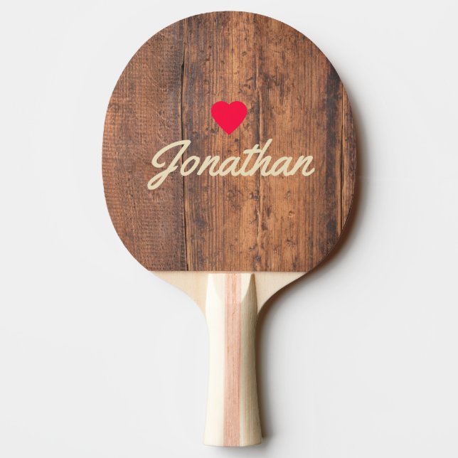 Reclaimed Wood Vintage Heart Signature Ping Pong Paddle (Back)