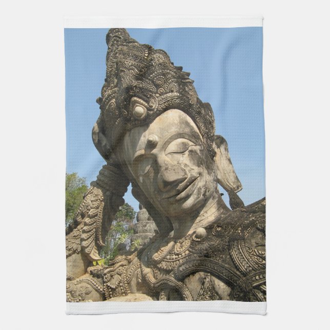 Reclining Buddha ... Nong Khai, Isan, Thailand Tea Towel (Vertical)