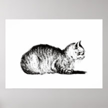 Reclining cat, to the left, Jean Bernard, 1812