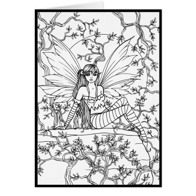 Reclining Fairy Fantasy Colour Your Own Card (Front)