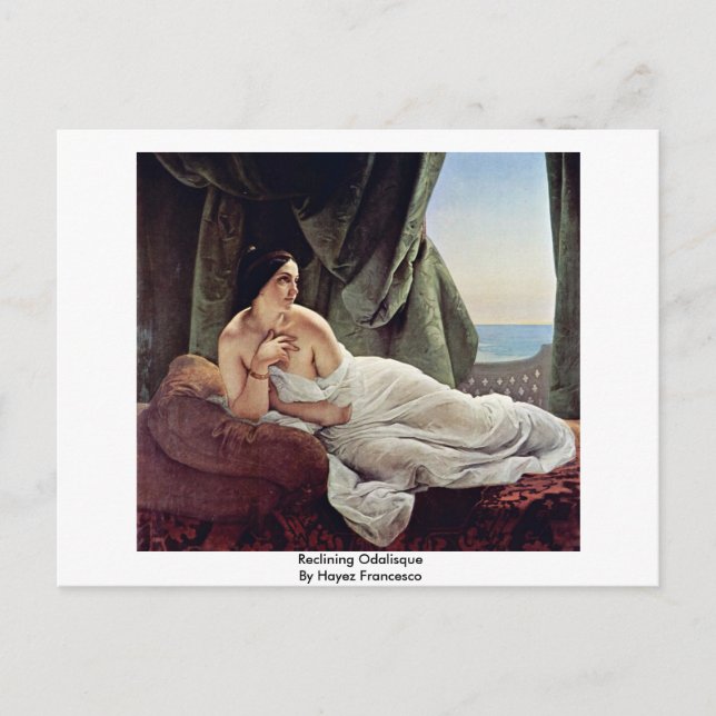 Reclining Odalisque By Hayez Francesco Postcard (Front)