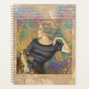 Reclining portrait of woman planner