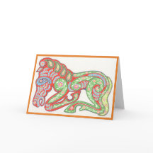 Reclining red pony notecard