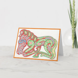 Reclining red pony notecard