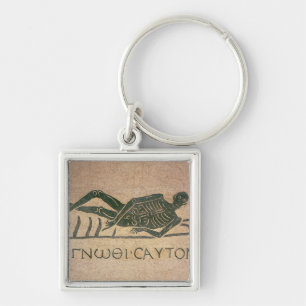 Reclining skeleton with the caption 'Know Key Ring