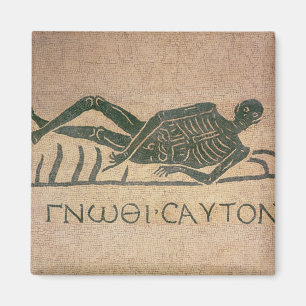 Reclining skeleton with the caption 'Know Magnet