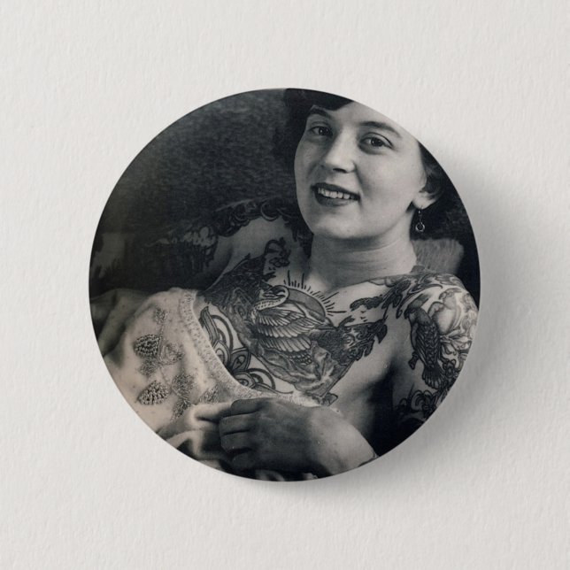 Reclining Tattooed Lady 6 Cm Round Badge (Front)