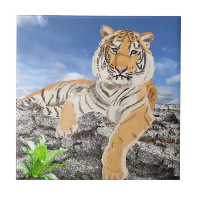 Reclining Tiger Ceramic Tile (Front)