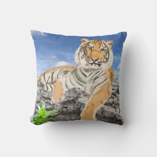 Reclining Tiger Throw Pillow