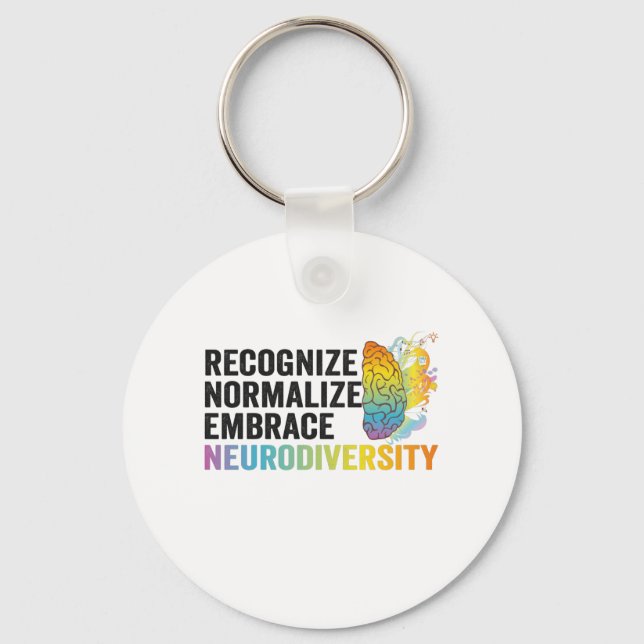 Recognise Normalise Embrace Neurodiversity ADHD Key Ring (Front)
