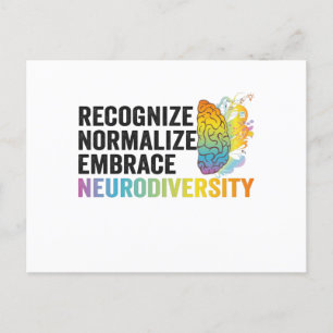 Recognise Normalise Embrace Neurodiversity ADHD Postcard